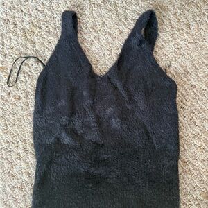 Black Fuzzy Sleeveless Top
